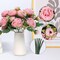Faux Pink Peony Bouquet with Vase – Silk Flowers for Home Decor